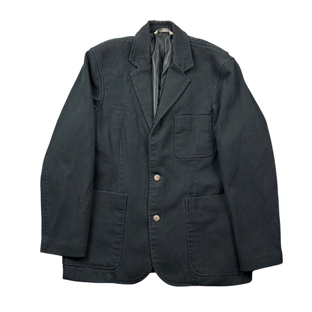 Duluth Trading Co Mens Large Presentation Jacket Black Cotton Canvas Blazer